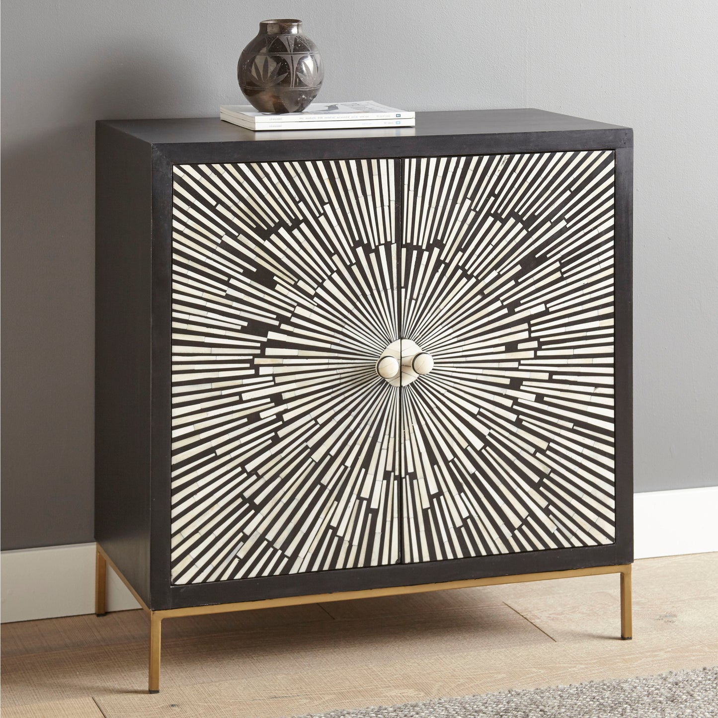 Luna Burst Bone Inlay Cabinet