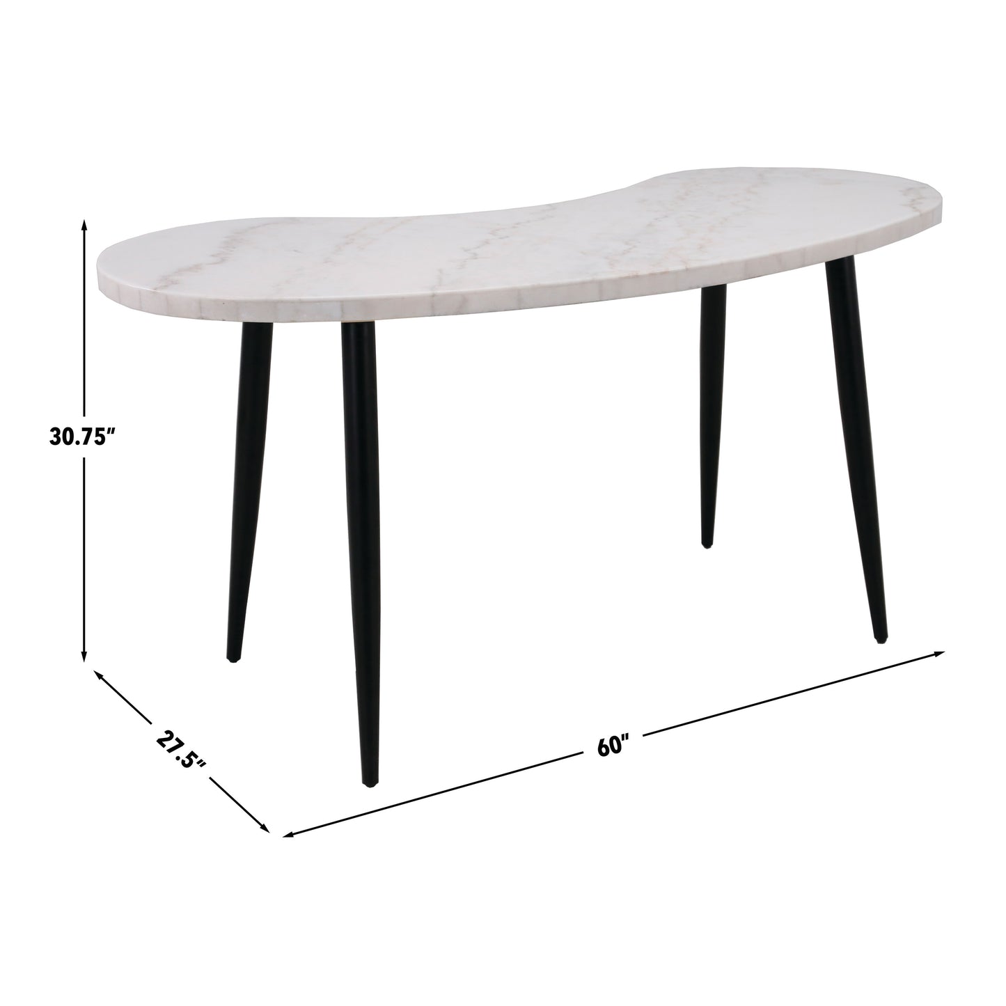 Kingsley 60" White Marble Office Desk