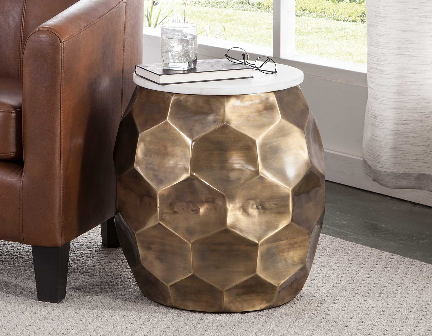 Aurelia Hex Drum Accent Table