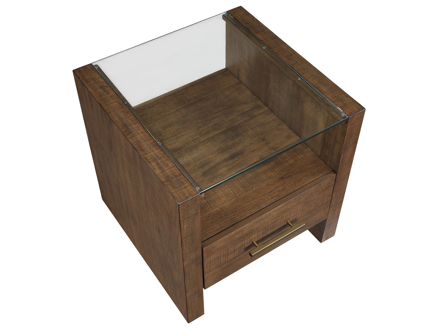 The Garland Glass-Top Wood End Table
