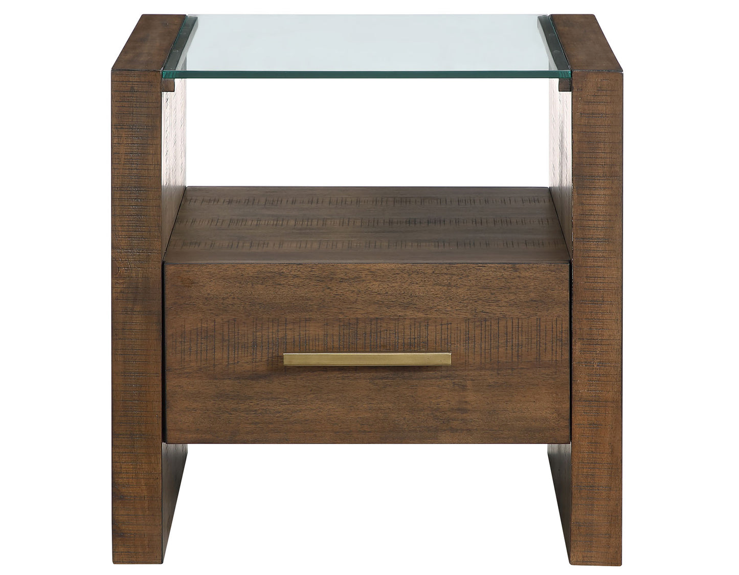 The Garland Glass-Top Wood End Table