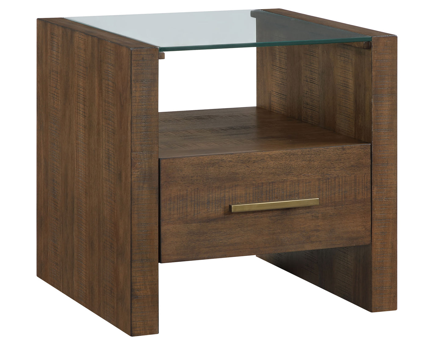 The Garland Glass-Top Wood End Table