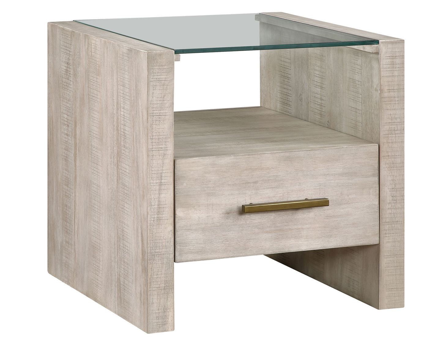 The Garland Glass-Top Wood End Table