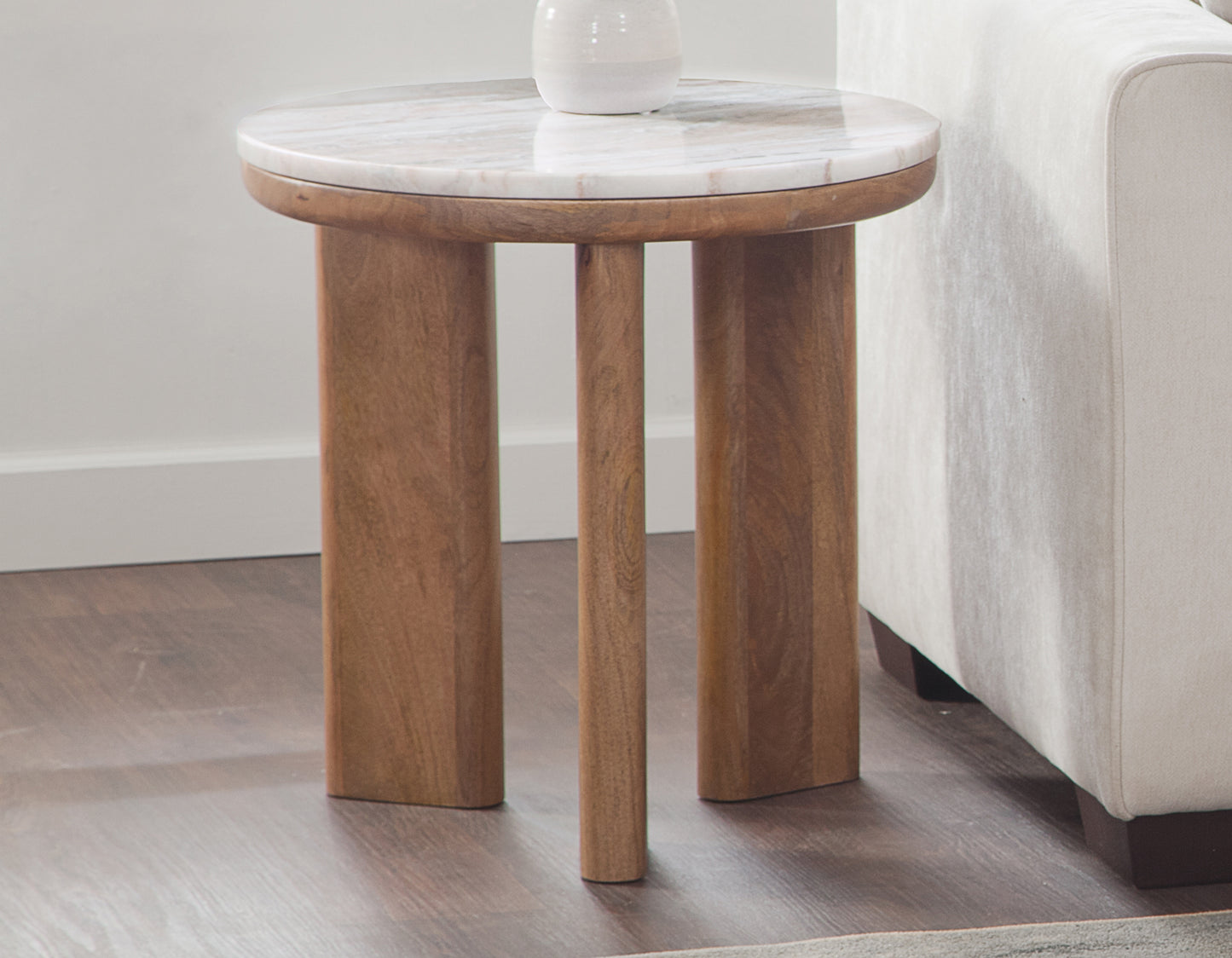 The Sidney Round Marble-Top End Table