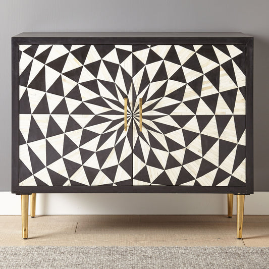 The Nova Geometric Inlay Accent Cabinet