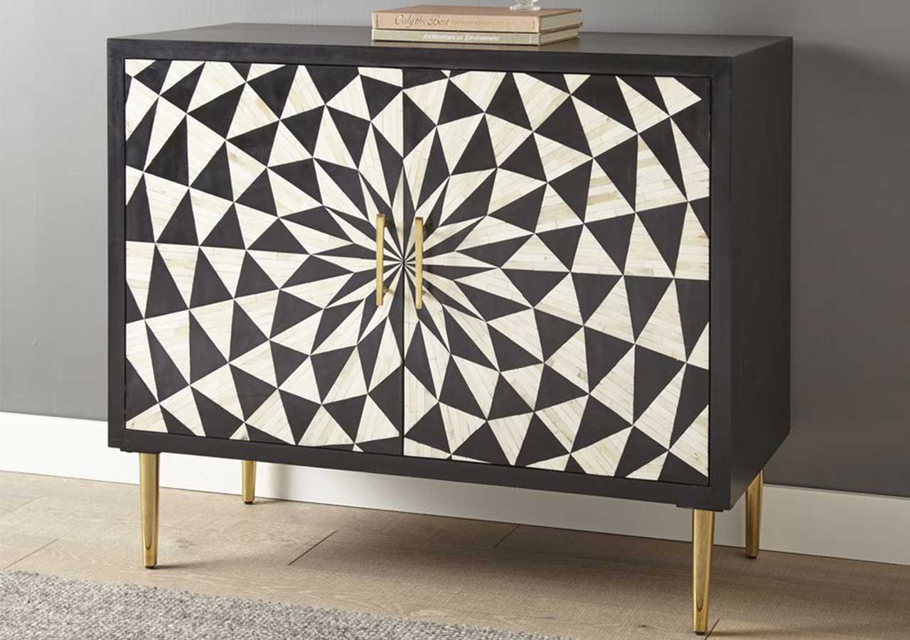 The Nova Geometric Inlay Accent Cabinet