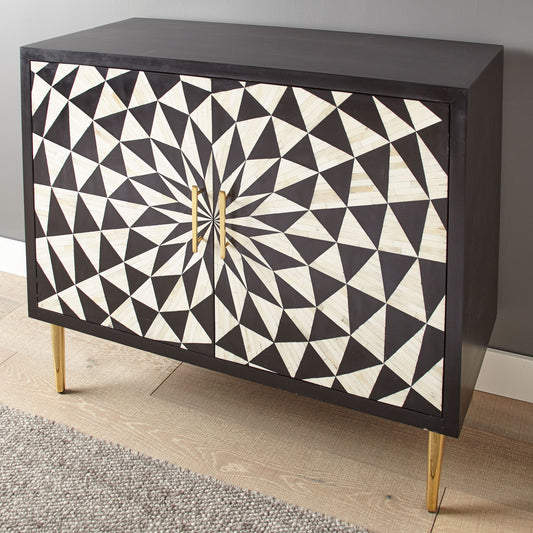 The Nova Geometric Inlay Accent Cabinet