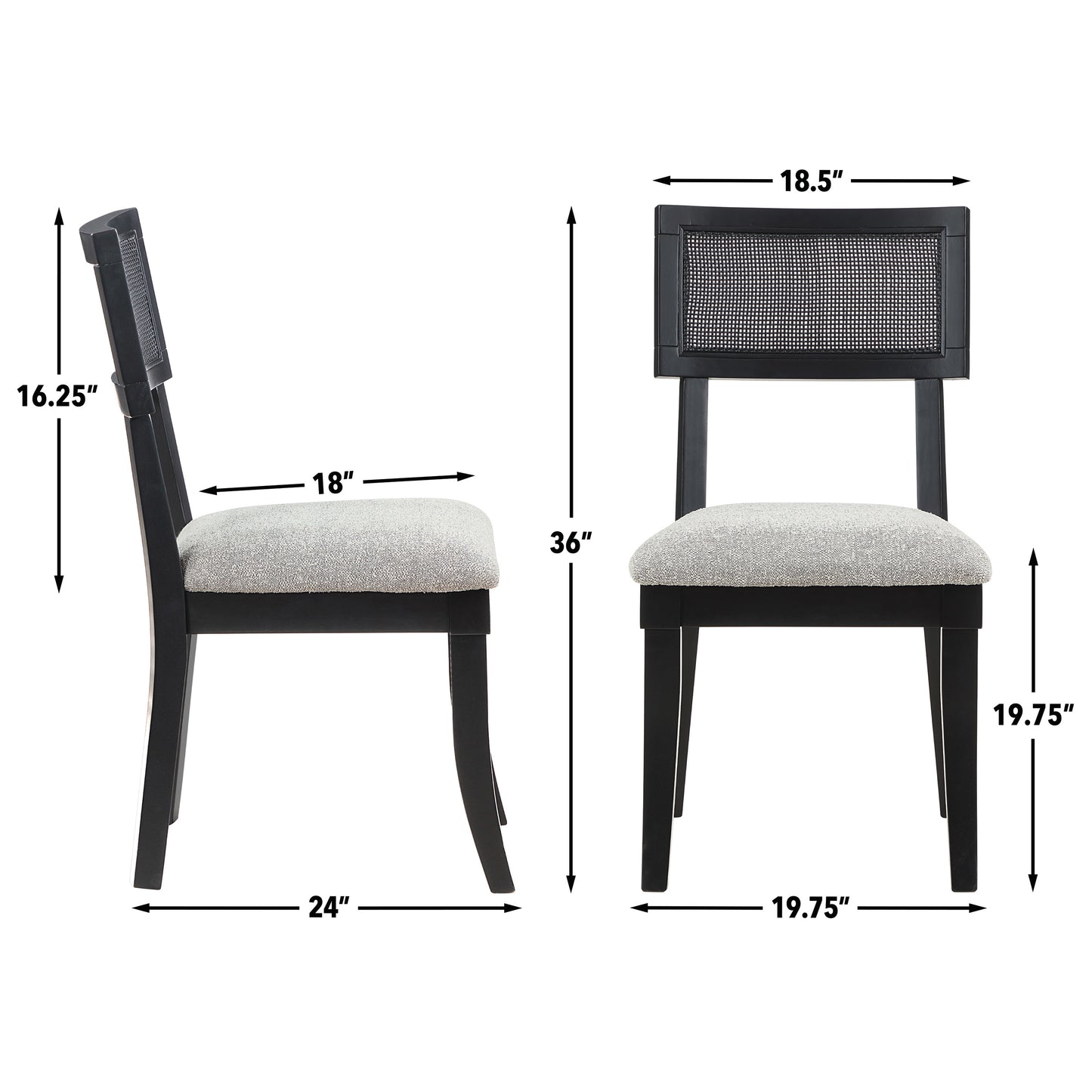 Set of 2 Colvin Cane Side Chairs, Black
