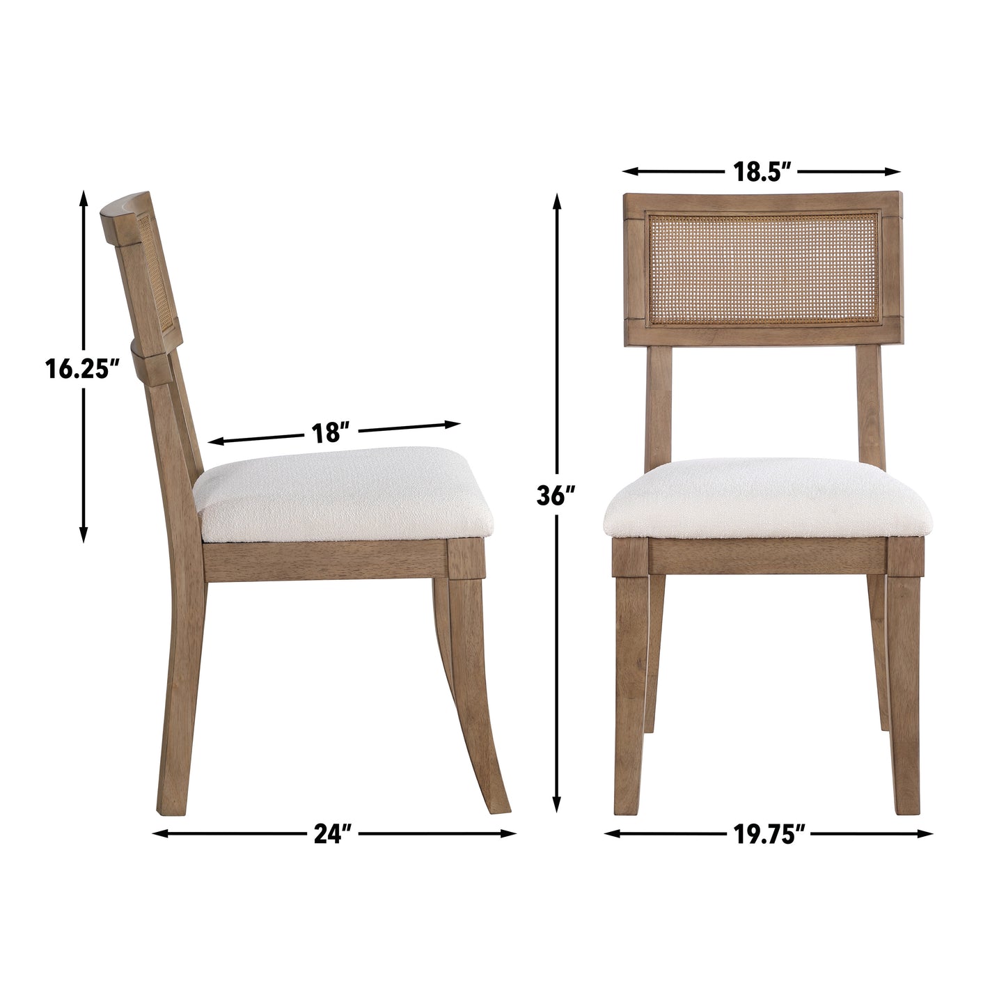 Set of 2 Colvin Cane Side Chairs, Brown