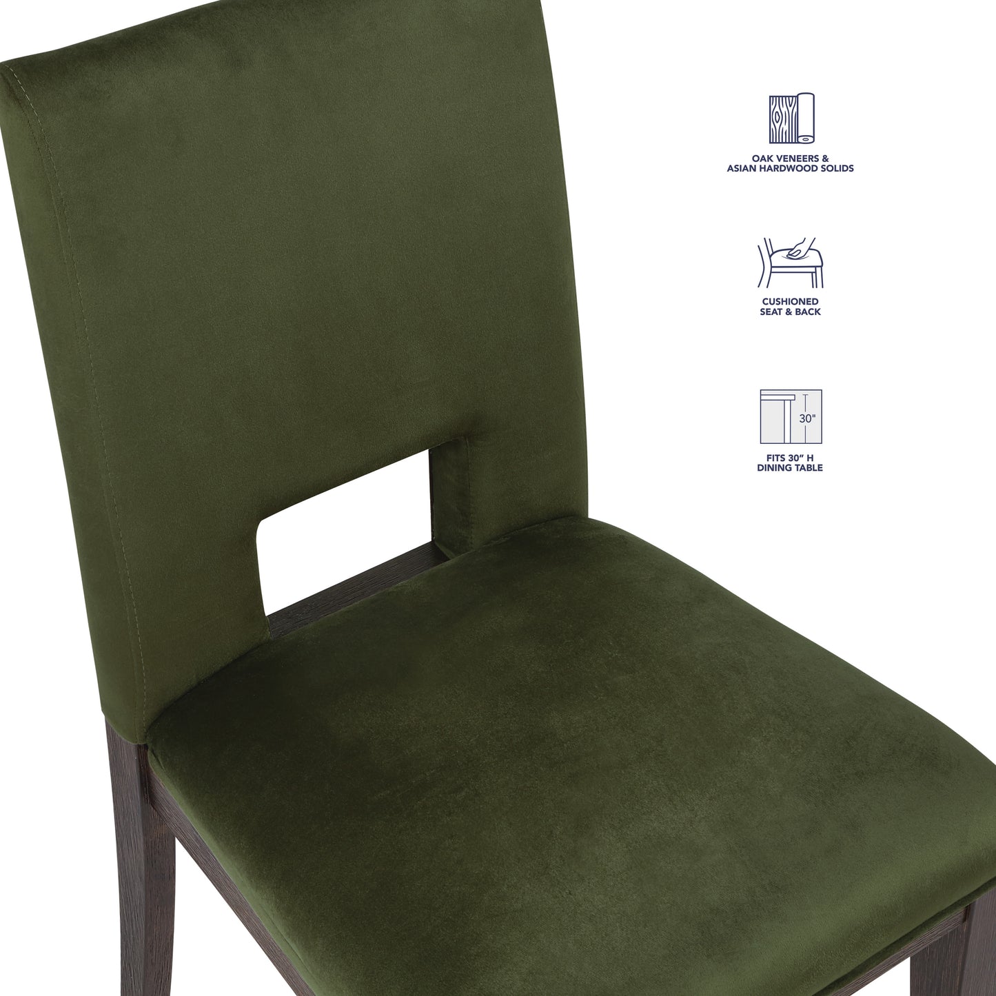 Set of 2 Evan Green Velvet Side Chairs