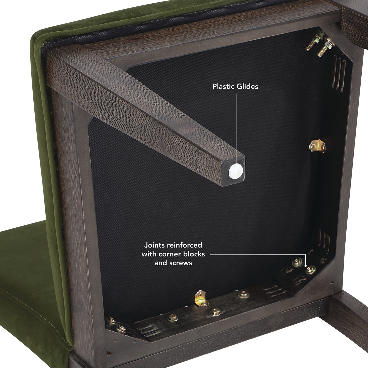 Set of 2 Evan Green Velvet Side Chairs