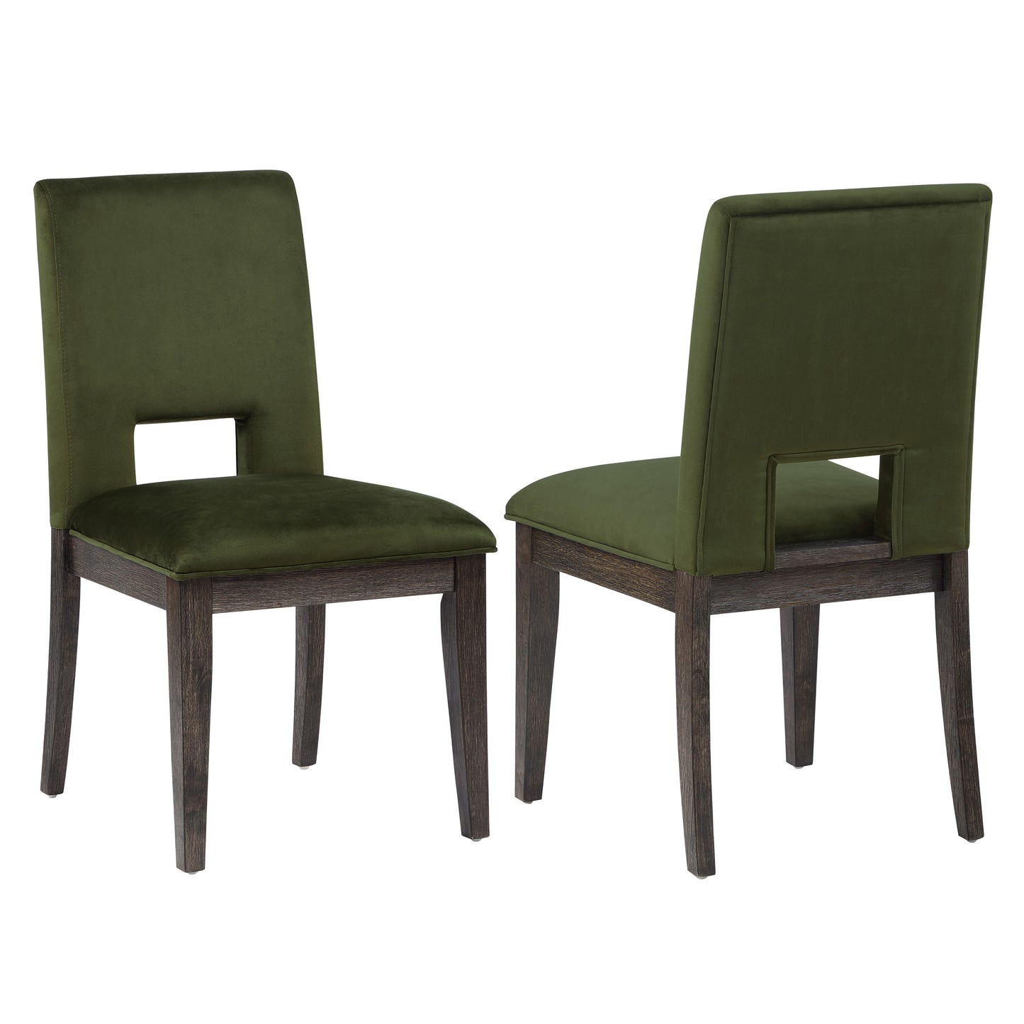 Set of 2 Evan Green Velvet Side Chairs