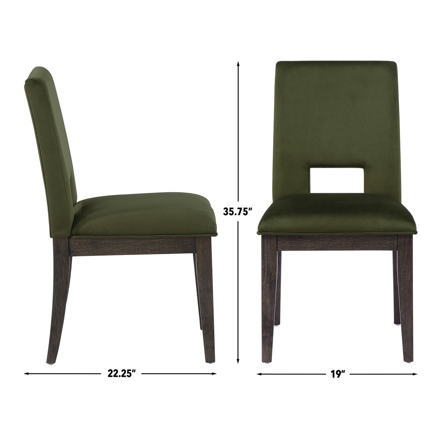 Set of 2 Evan Green Velvet Side Chairs