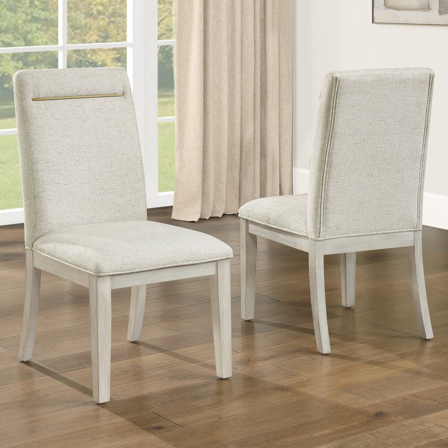 Set of 2 Garland Side Chairs, Greige Finish
