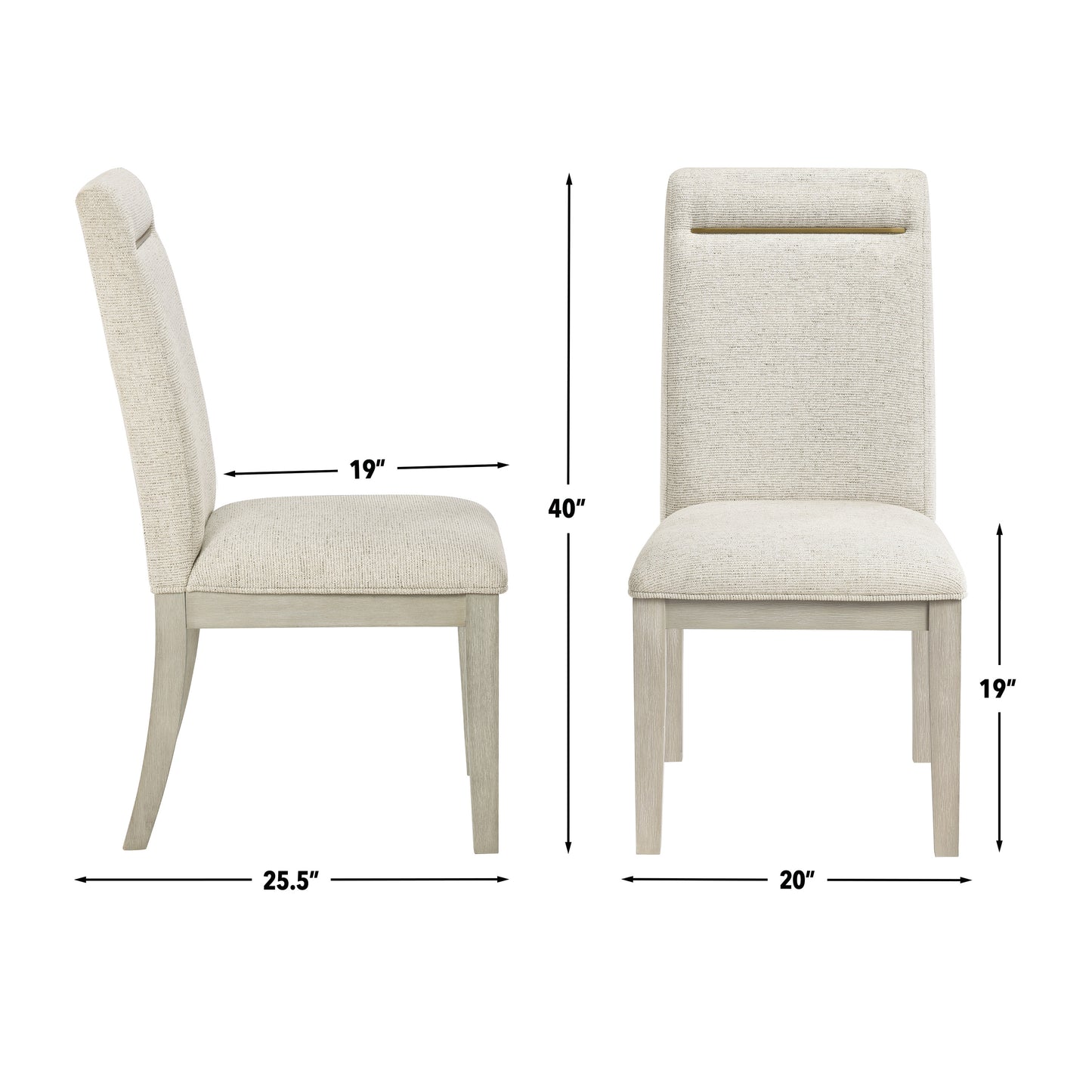 Set of 2 Garland Side Chairs, Greige Finish