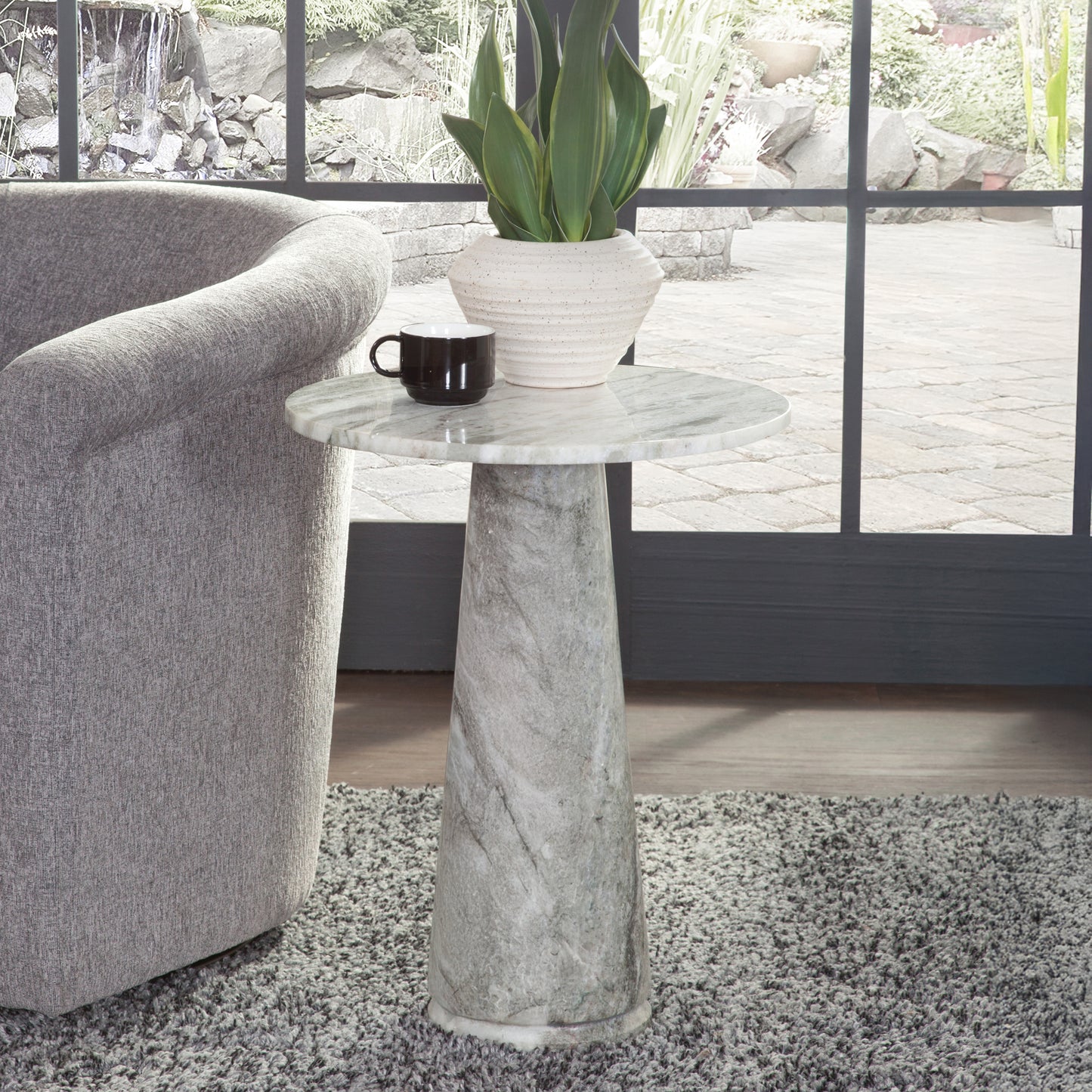 Joni 18″ Round Fantasy Solid Marble Accent End Table