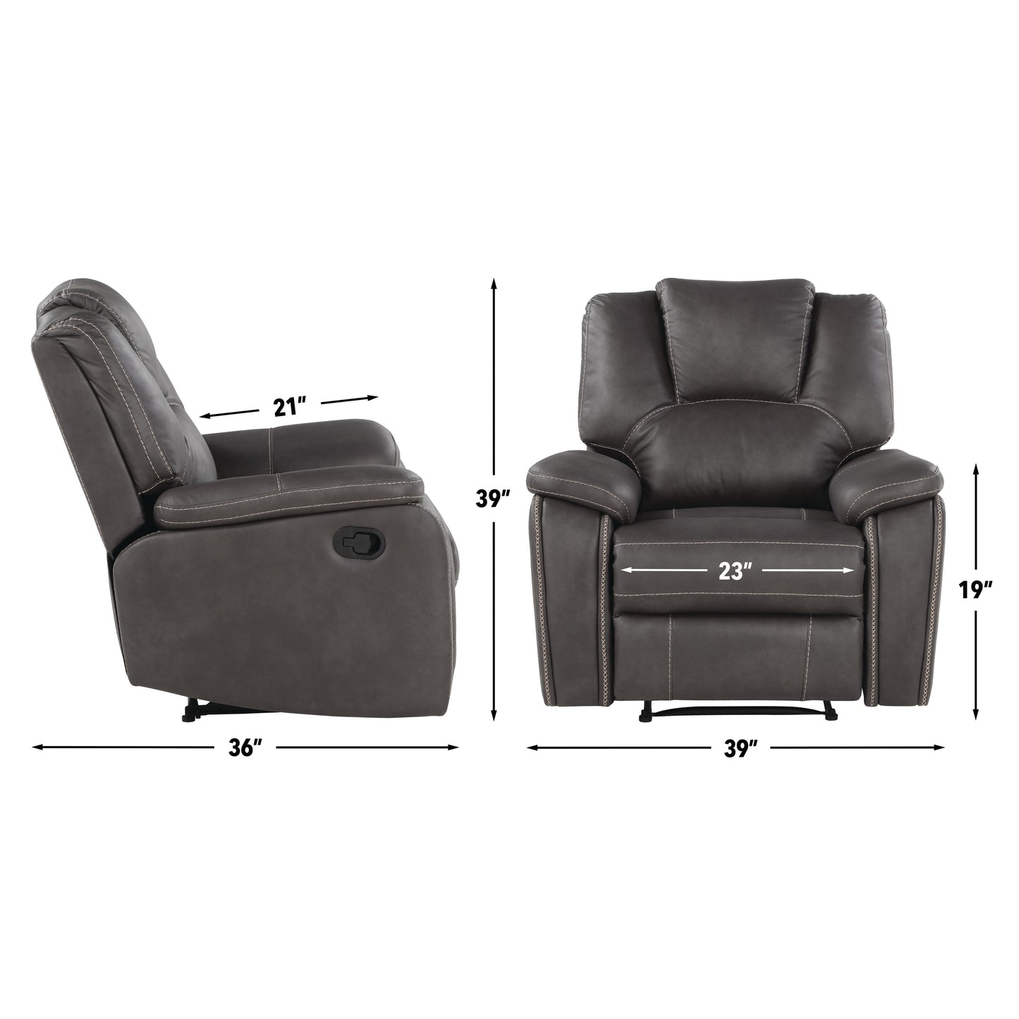 Katrine Charcoal Manual Recliner