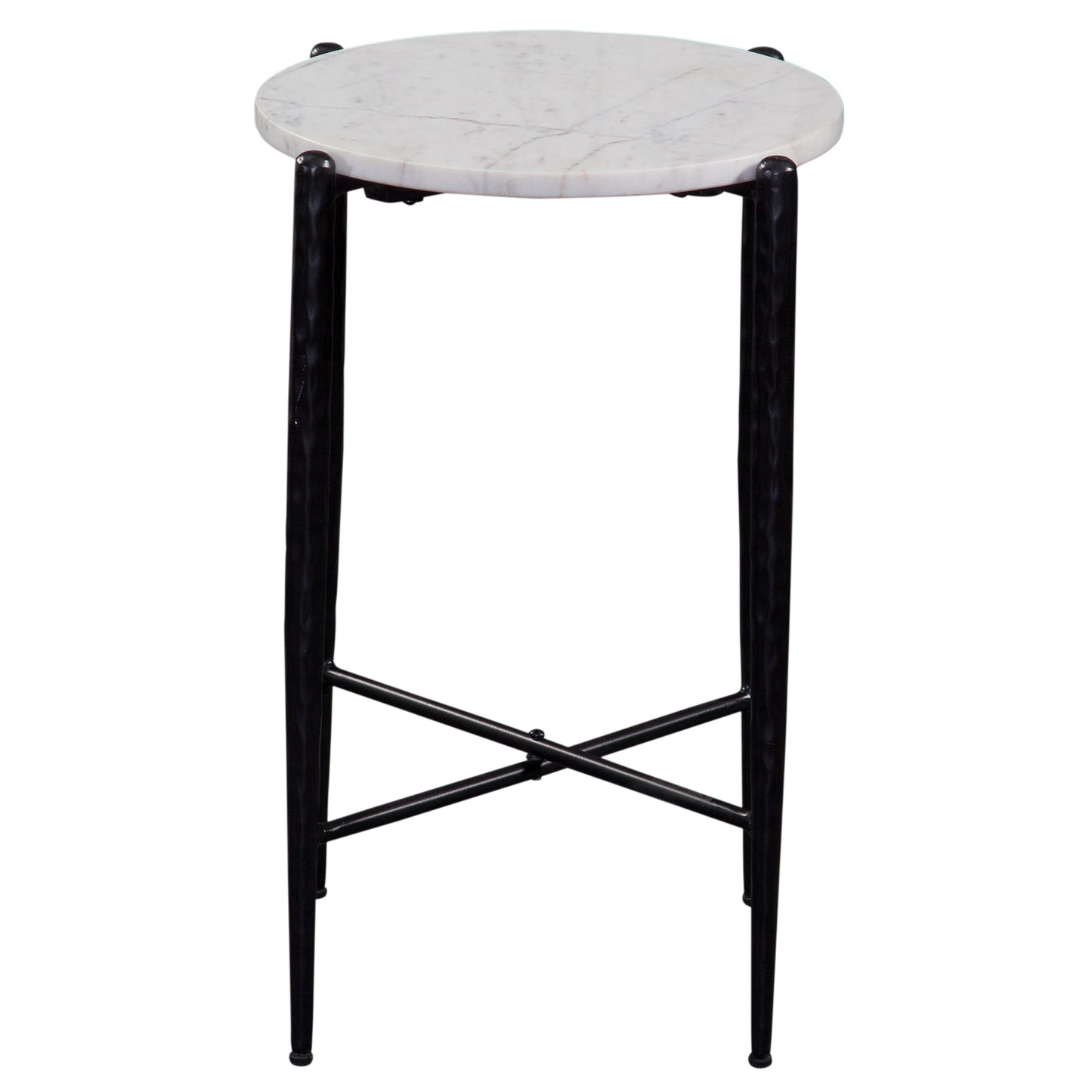 Loxie White Marble Top Round End Table