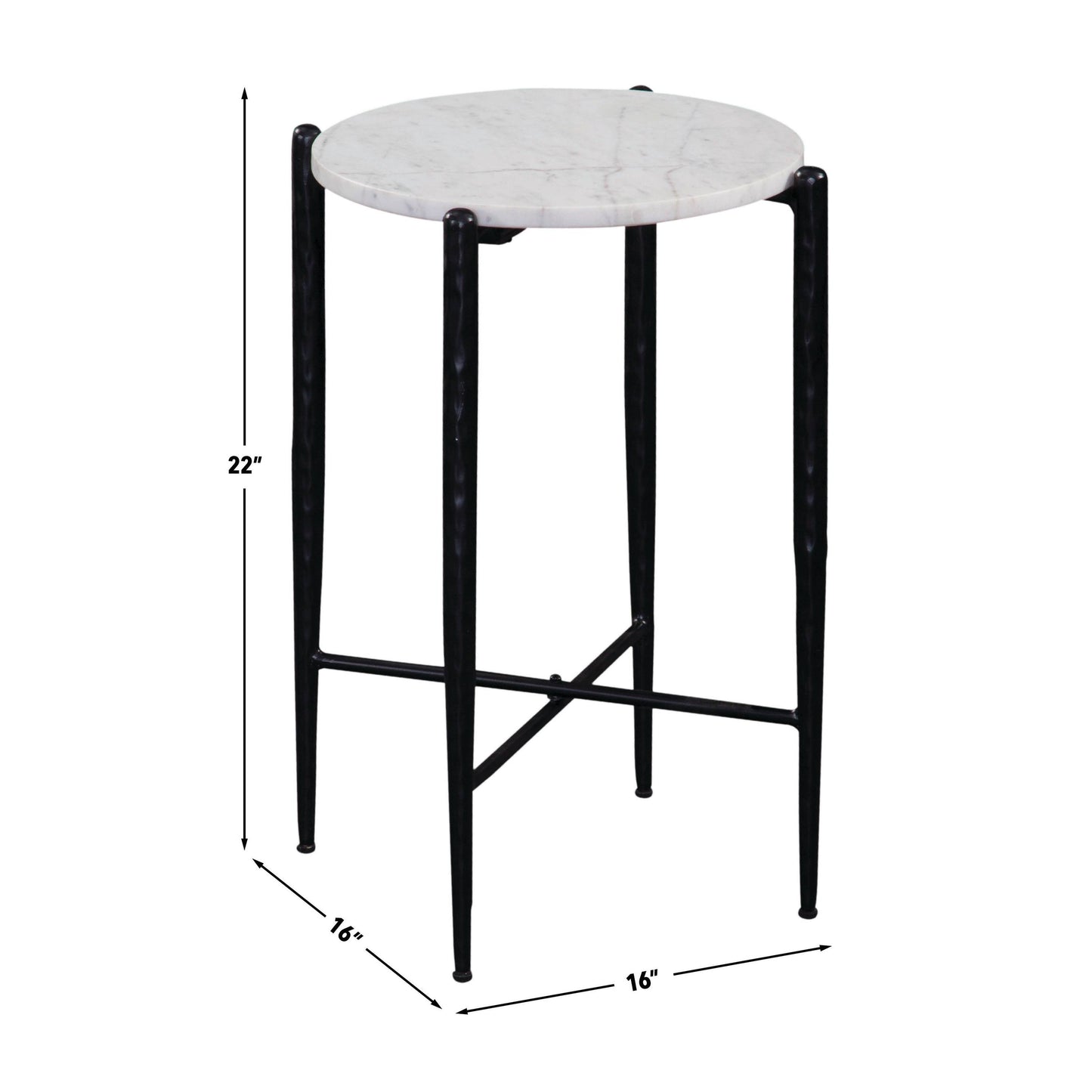 Loxie White Marble Top Round End Table