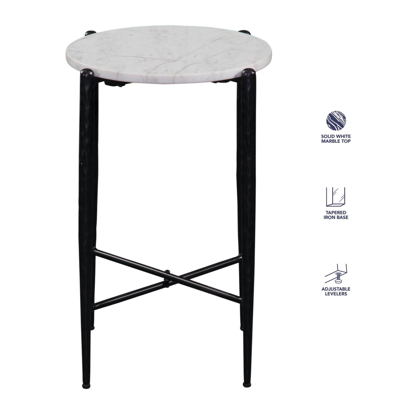 Loxie White Marble Top Round End Table