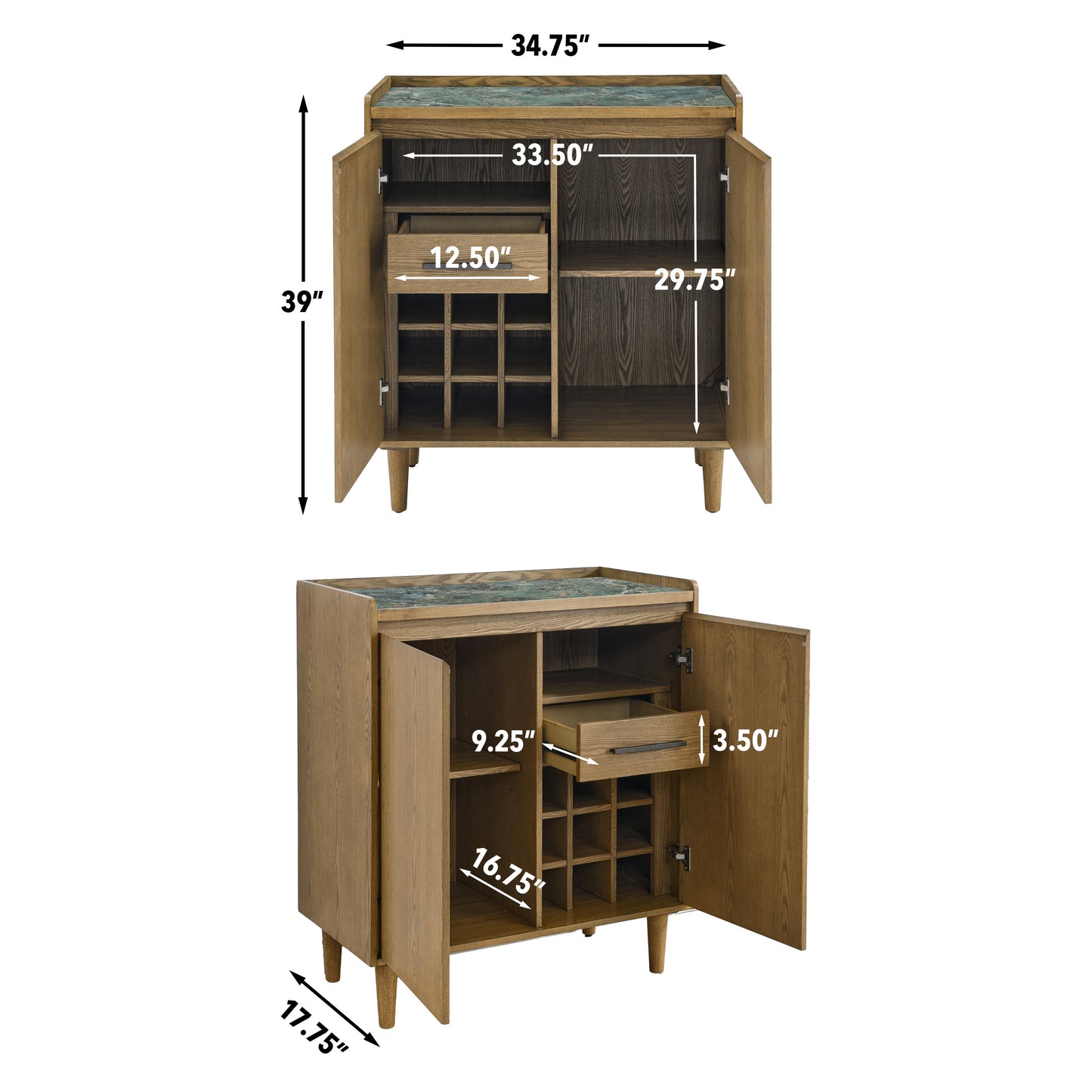 Novato Sintered Stone Top Bar Cabinet