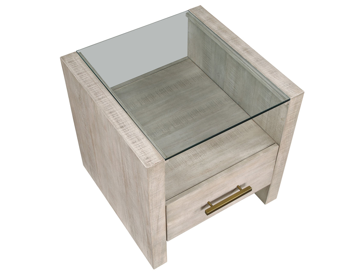 The Garland Glass-Top Wood End Table