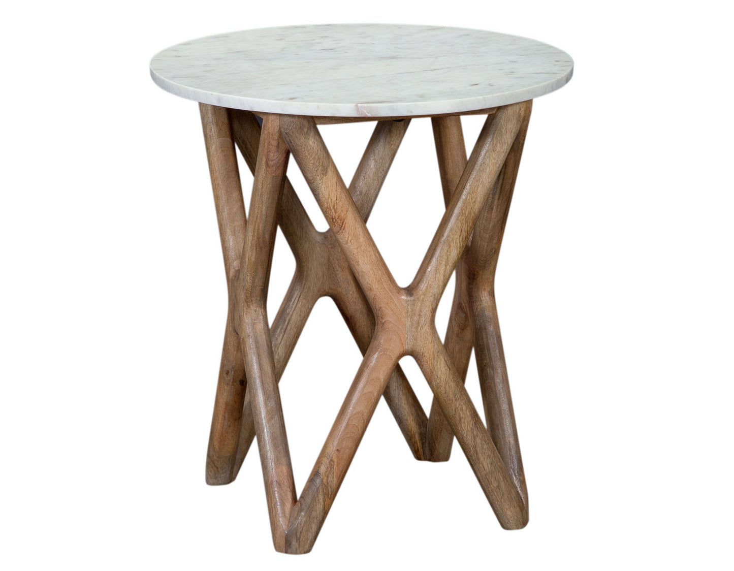 The Sierra Crosswood Marble Accent Table
