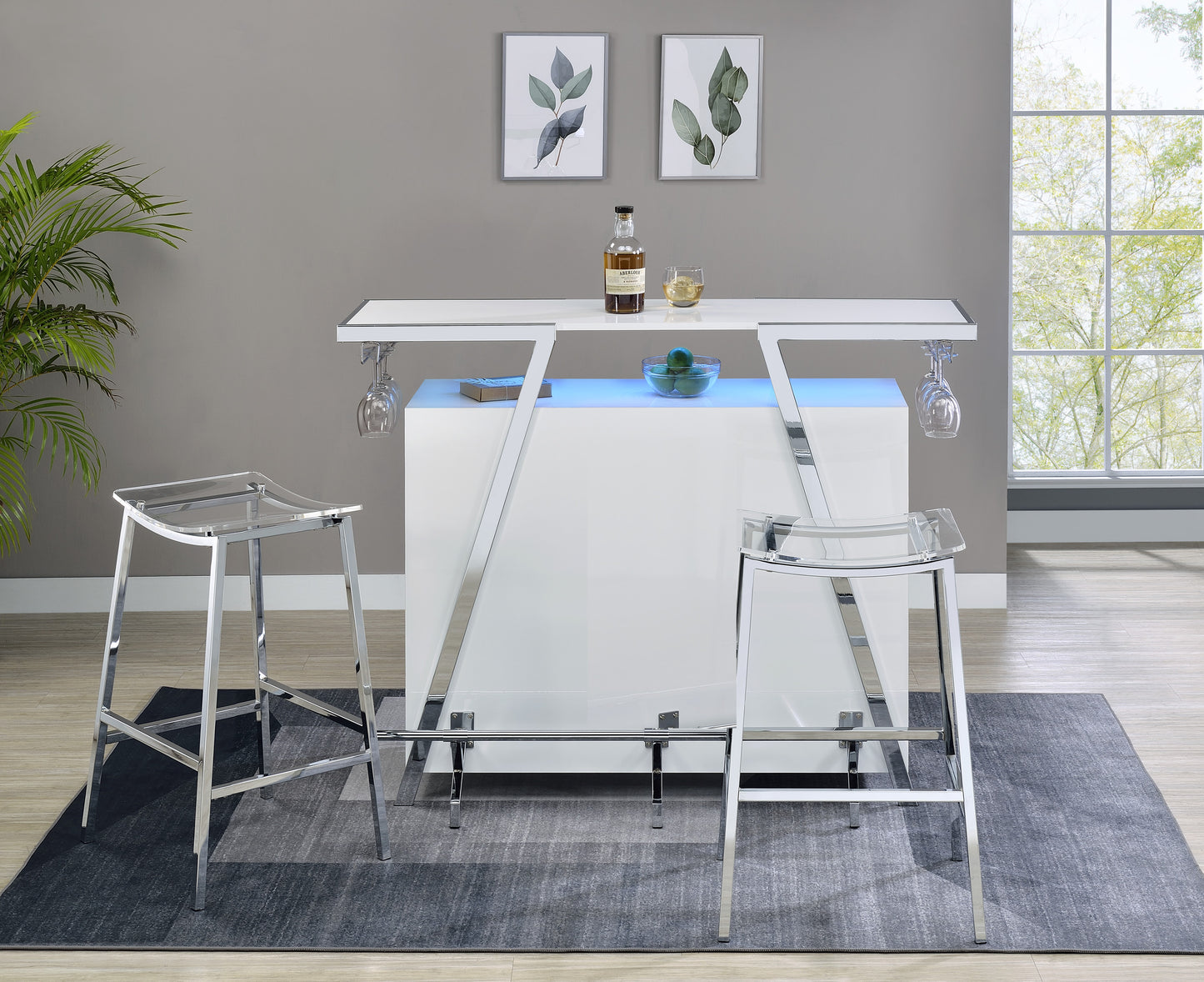 Set of 2 - Zena Backless Bar Stool w/Acrylic Seat