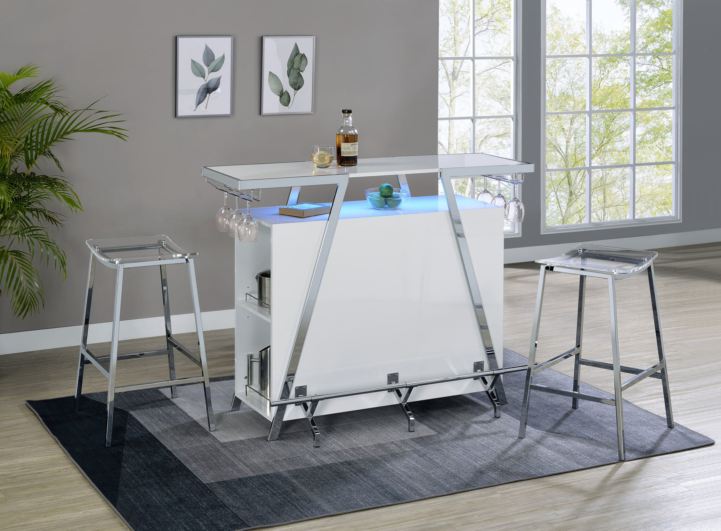Set of 2 - Zena Backless Bar Stool w/Acrylic Seat