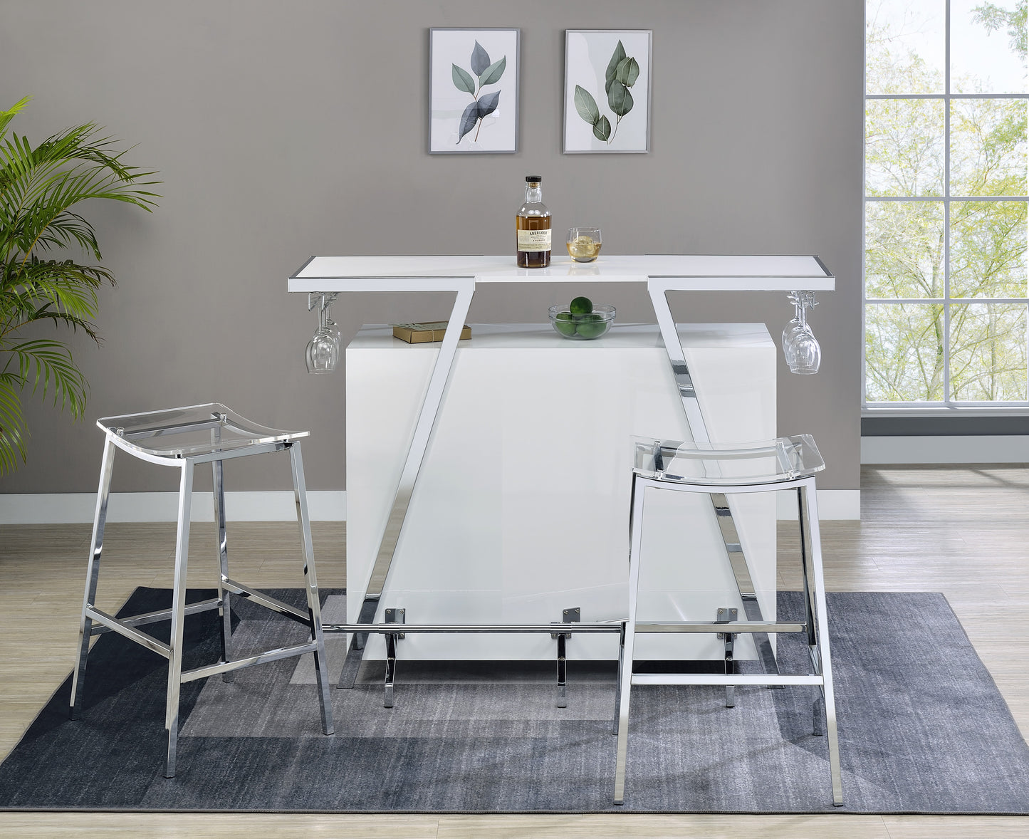 Set of 2 - Zena Backless Bar Stool w/Acrylic Seat