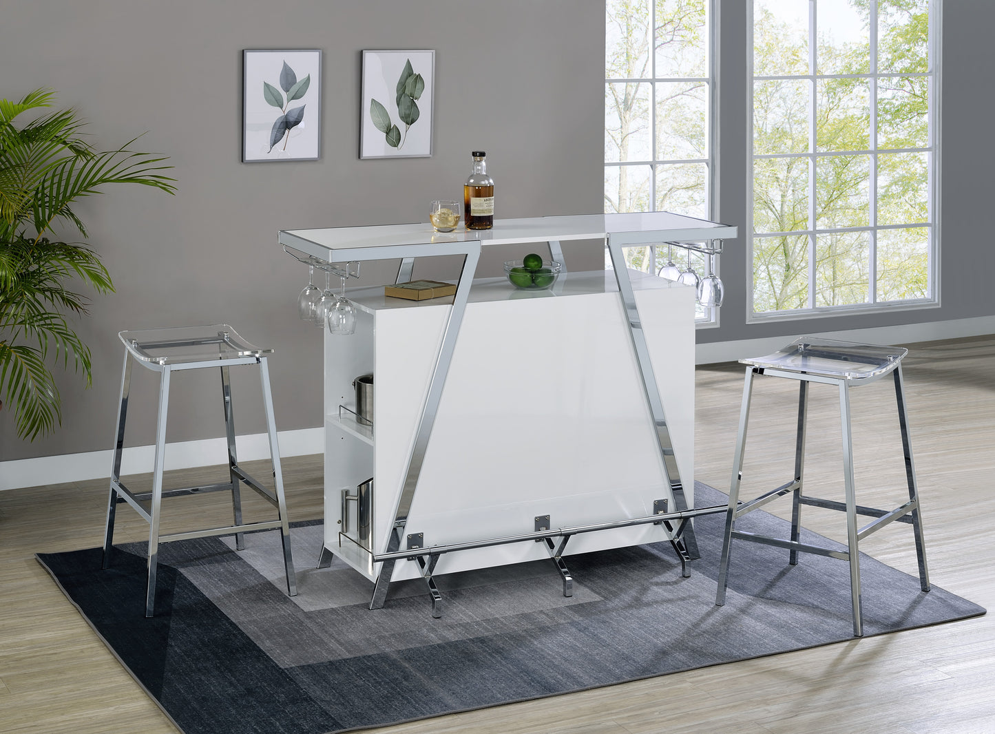 Set of 2 - Zena Backless Bar Stool w/Acrylic Seat
