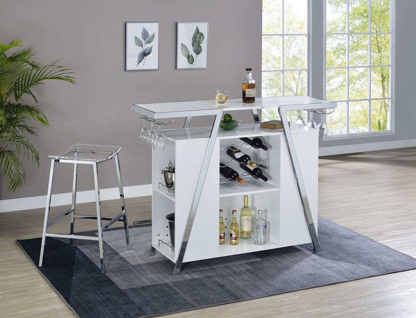 Set of 2 - Zena Backless Bar Stool w/Acrylic Seat
