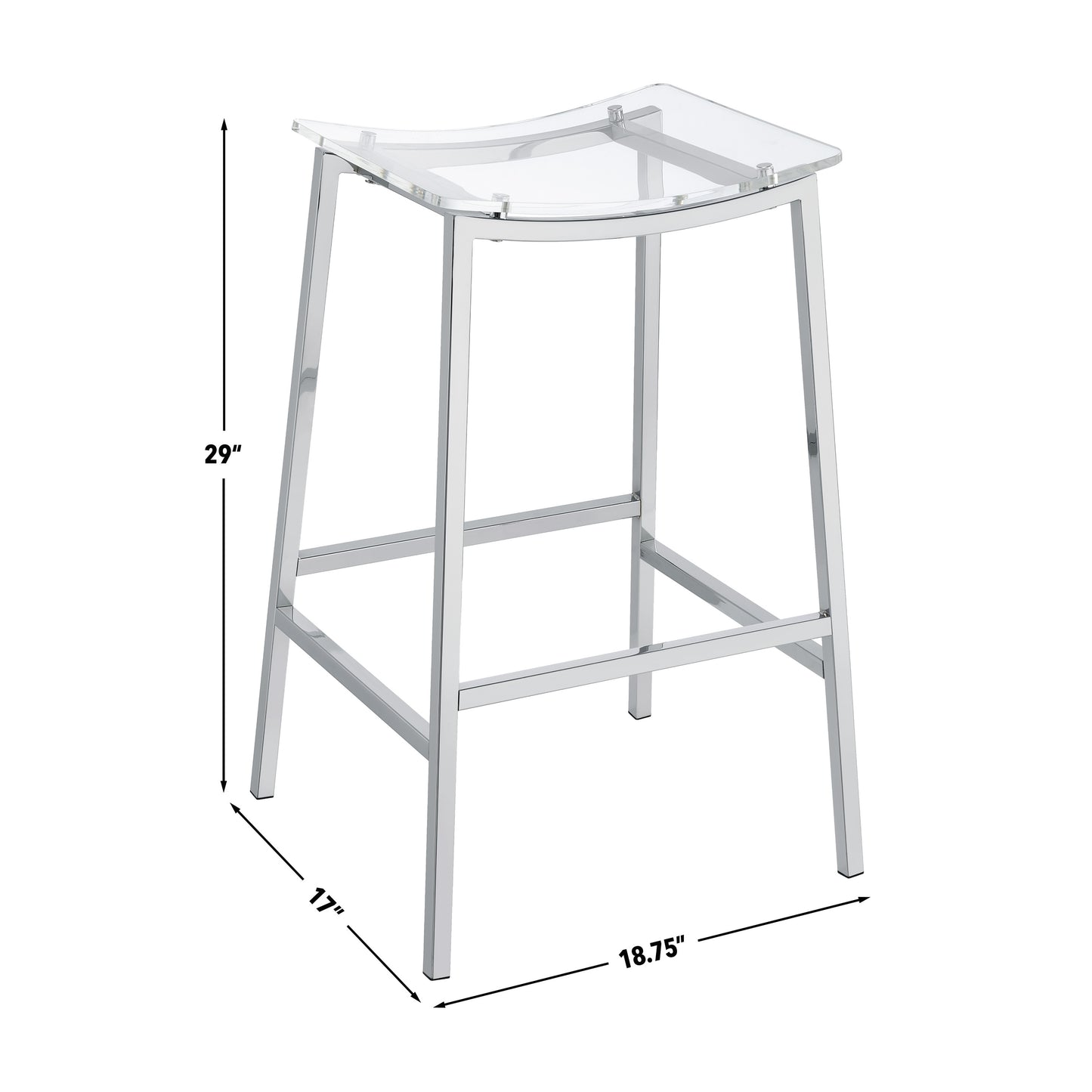 Set of 2 - Zena Backless Bar Stool w/Acrylic Seat